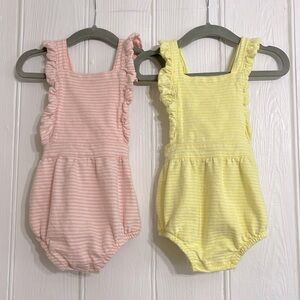 CAT & JACK EUC Girls Bundle of 2 100% Cotton Sunsuit Bubble